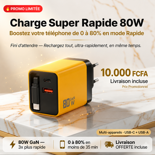 CHARGEUR RAPIDE PUISSANCE 80 WATTS
