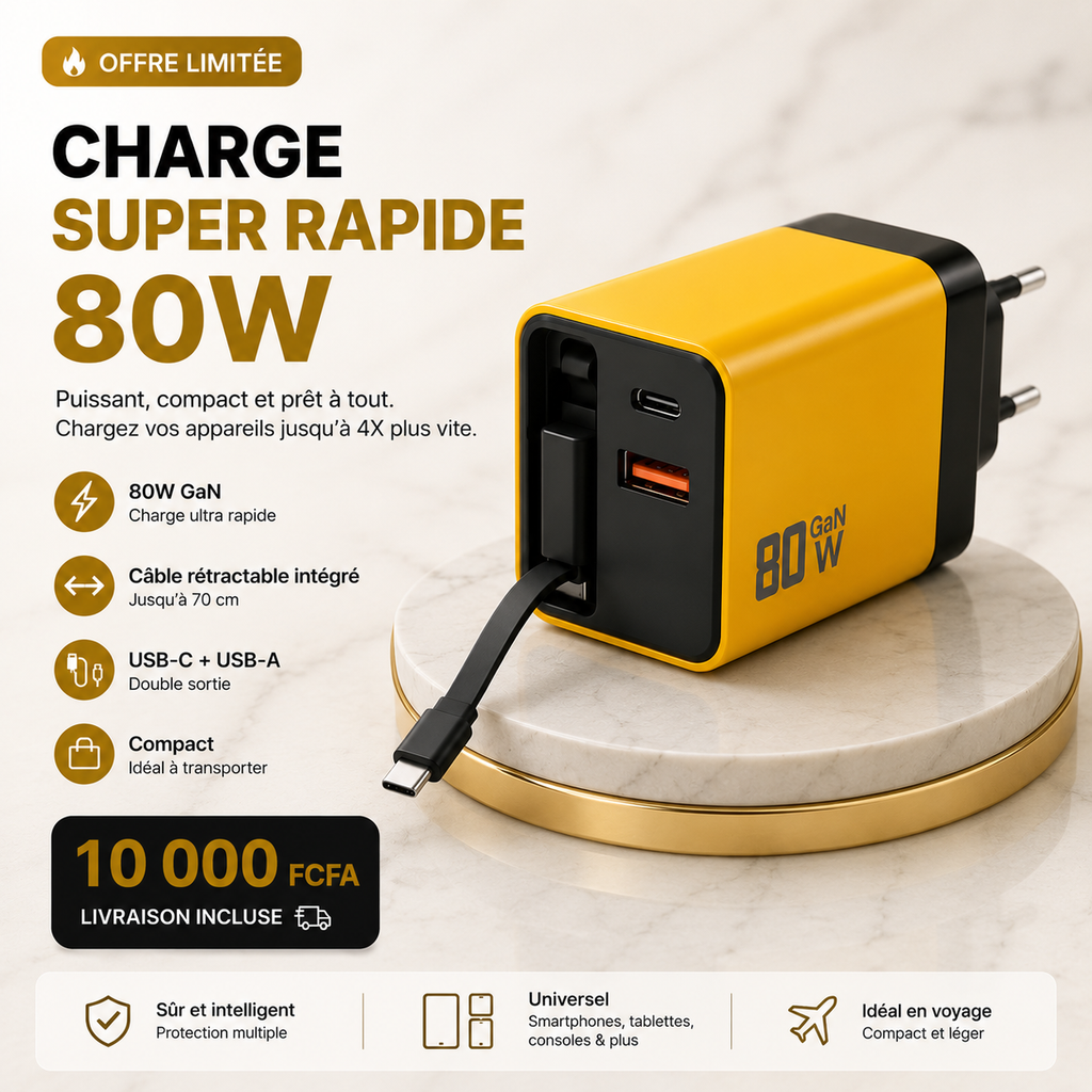 CHARGEUR RAPIDE PUISSANCE 80 WATTS